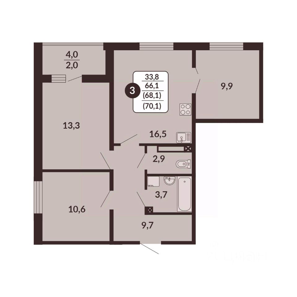 планировка квартиры 70 м2